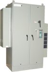 ABB AC variable frequency drive two door cabinet with two air conditioners built for Applied Synergystic in Lynchburg, VA (a subsidiary of Diamond Power International. Inc.).&nbsp;