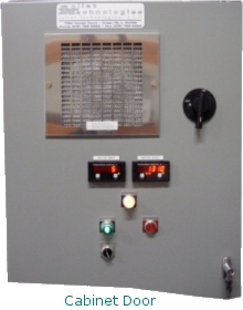 View of Cabinet Door w/Operator Devices, Fan & Disconnect.